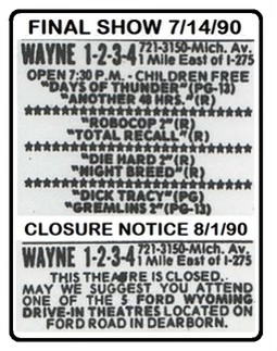 Wayne Drive-In Theatre - Wayne Doa 7-14-90 (newer photo)
